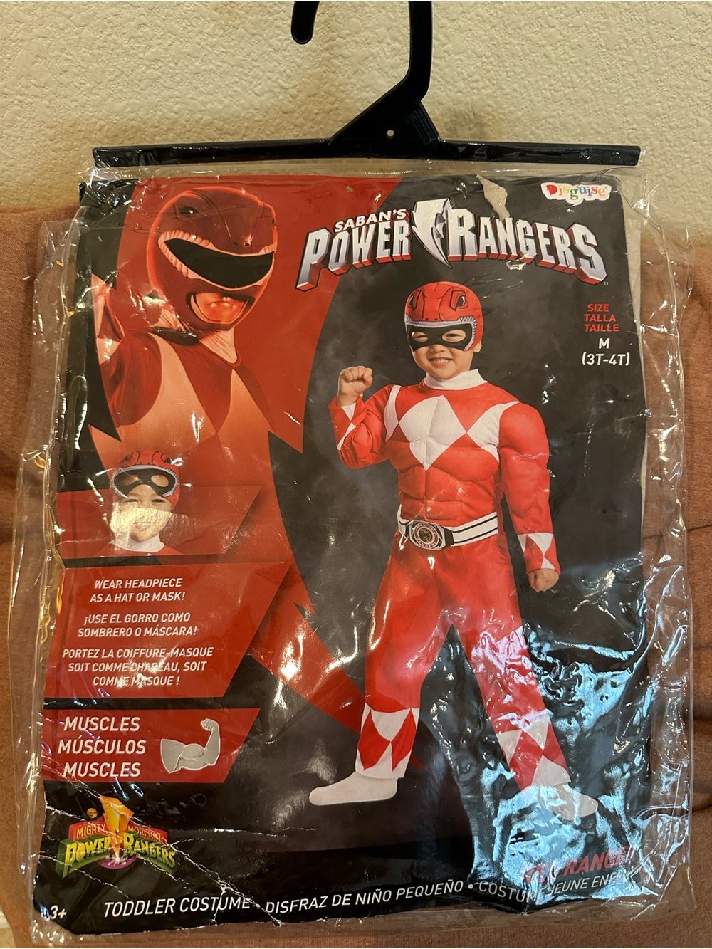 Power Ranger Red Toddler Superhero Costume with Mask and gloves